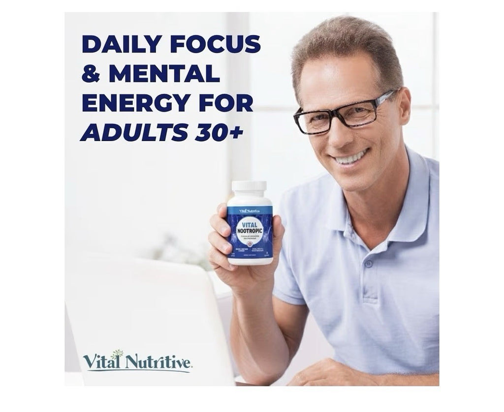 VITAL NUTRITIVE Vital Nootropic Brain Supplement Memory Focus Energy Support 30c