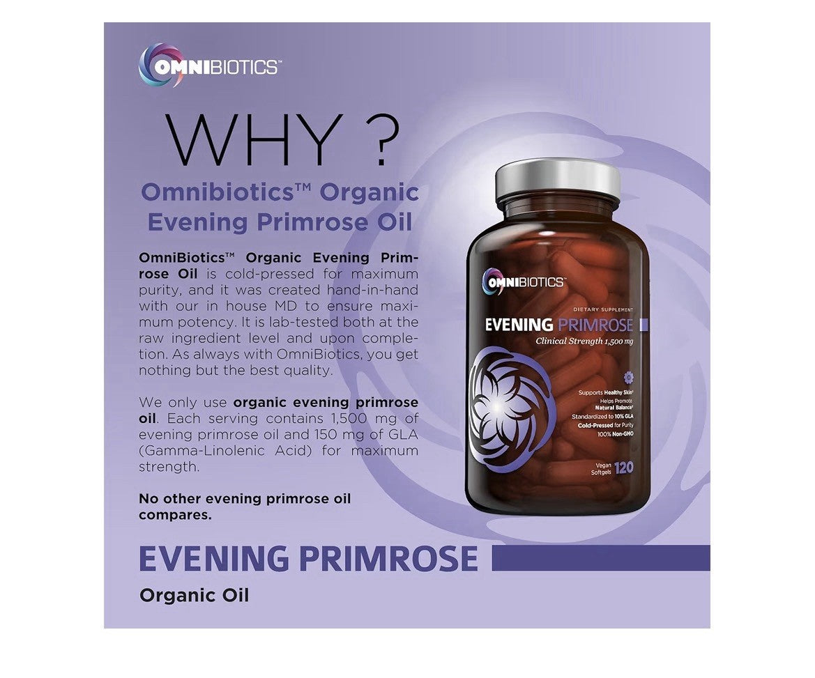 OmniBiotics Evening Primrose Oil Organic Clinical Strength Woman Hormone Balance
