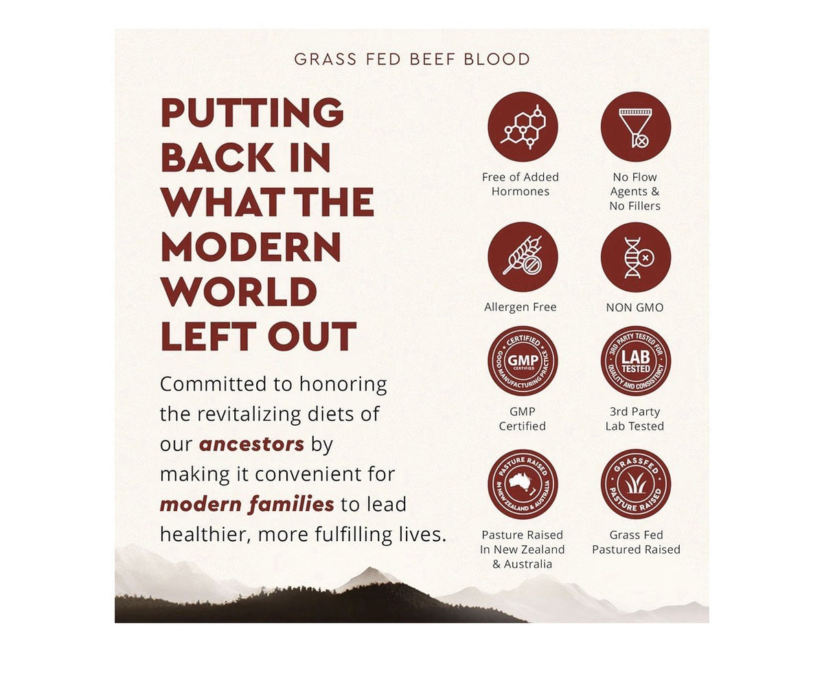 Ancestral Supplements Grass Fed Blood With Liver & Spleen Pasture Raised 180caps