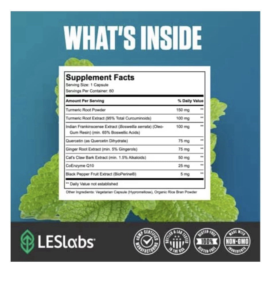 LES Labs Inflammatory Health Joint Comfort Support Muscle Function Mobility 60ca