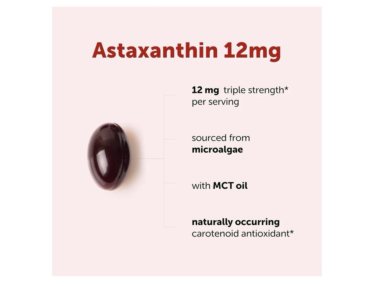 Micro Ingredients Astaxanthin 12mg From Microalgae Triple Strength 60 Softgels