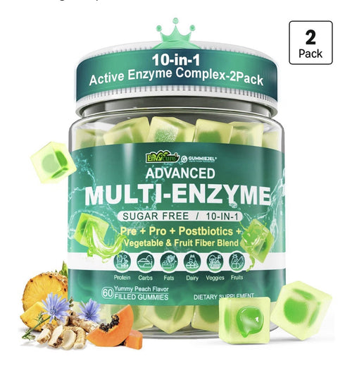 2 Pack Envycure Multi Enzyme Gummies for Women & Men Gut Digestive Support