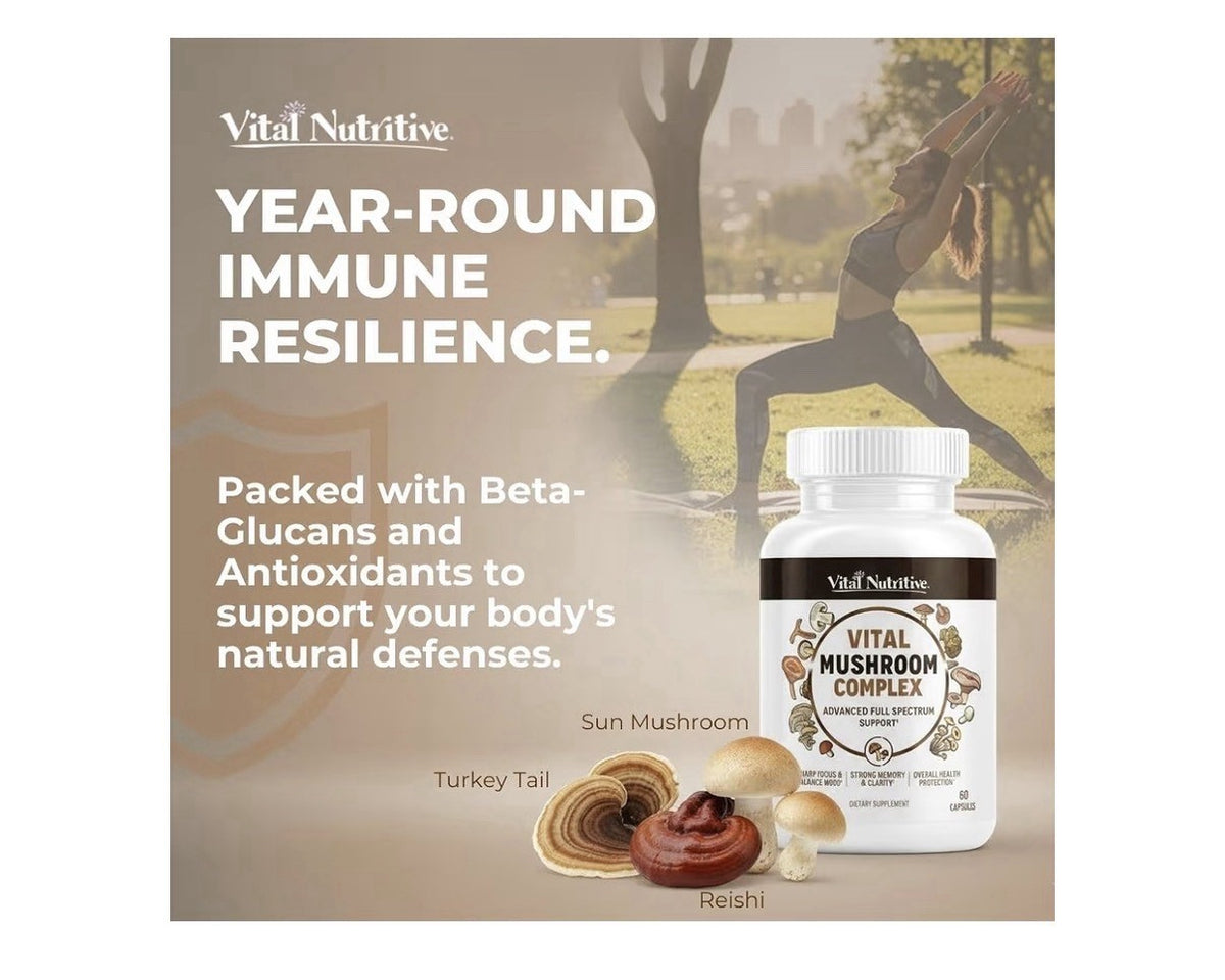 Vital Nutritive Vital Mushroom Complex Supplement Full Spectrum Support 60 Caps