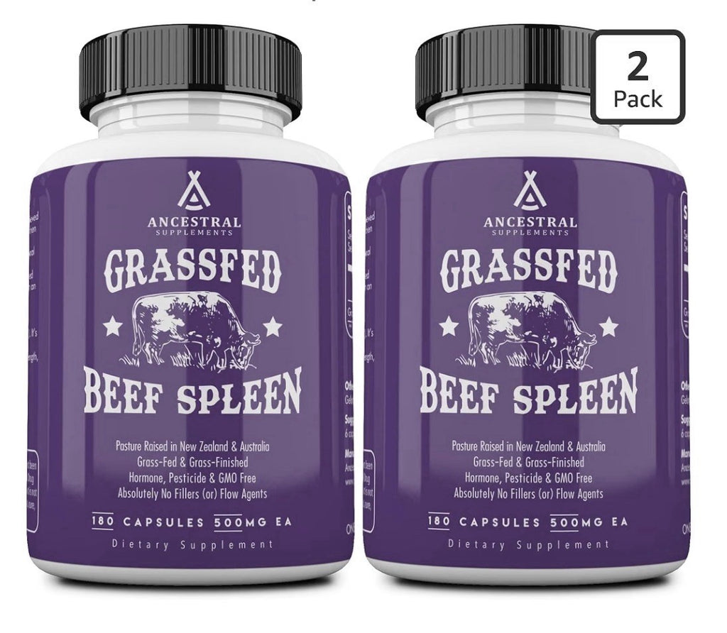 2 Pack Ancestral Supplements Beef Spleen Grass Fed Supplement Pasture Raised