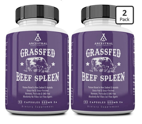 2 Pack Ancestral Supplements Beef Spleen Grass Fed Supplement Pasture Raised