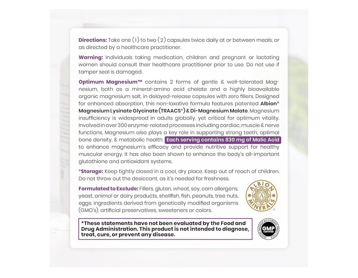 Pure TheraPro Rx Optimum Magnesium Lysinate Glycinate Di-Magnesium Malate 240cap