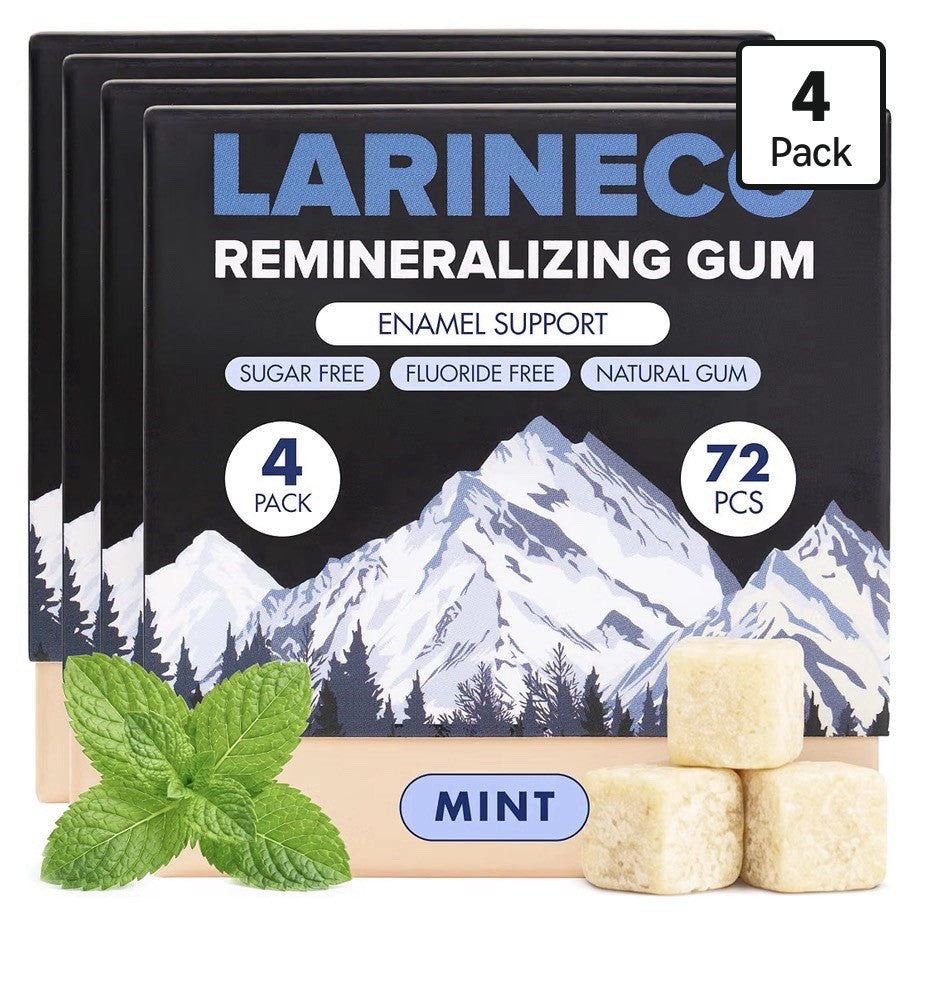 Larineco Remineralizing Gum Hydroxyapatite Xylitol Gum Mastic Mint Flavor 4 Pack