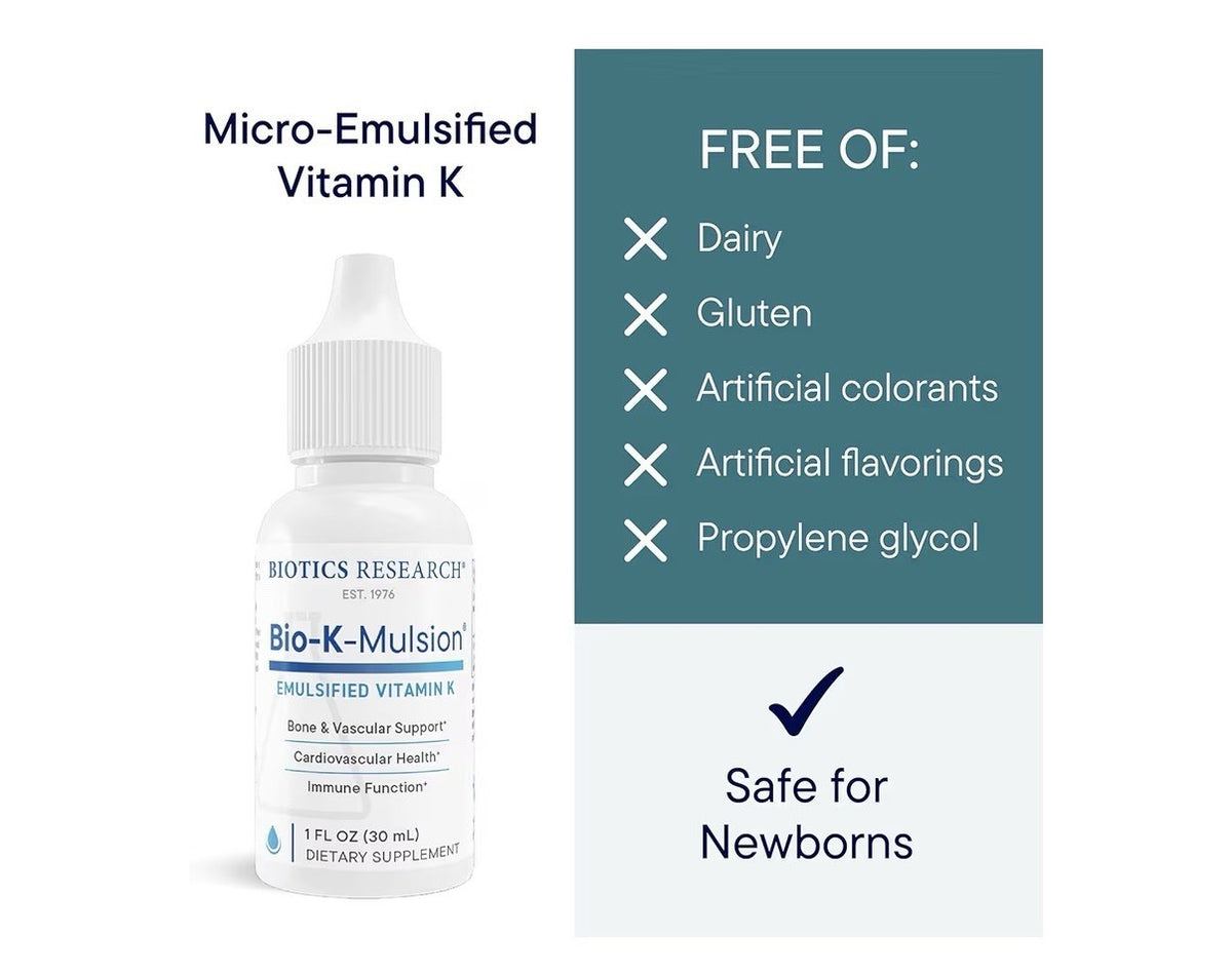 Biotics Research Bio K Mulsion Vitamin K Liquid Drops Bone Vascular Immune 1oz