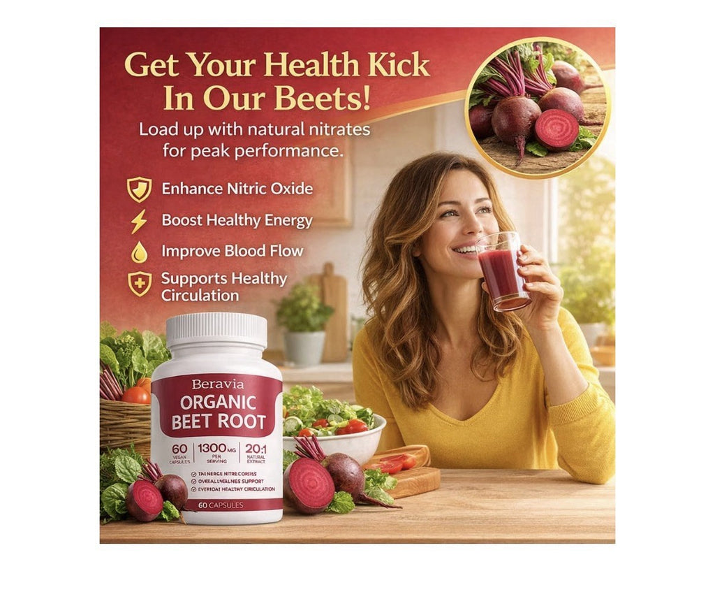 Beravia Organic Beet Root Circulation Support Overall Wellness Support 60capsule