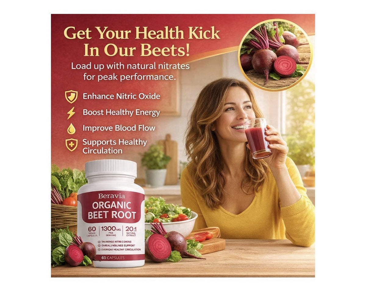 Beravia Organic Beet Root Circulation Support Overall Wellness Support 60capsule