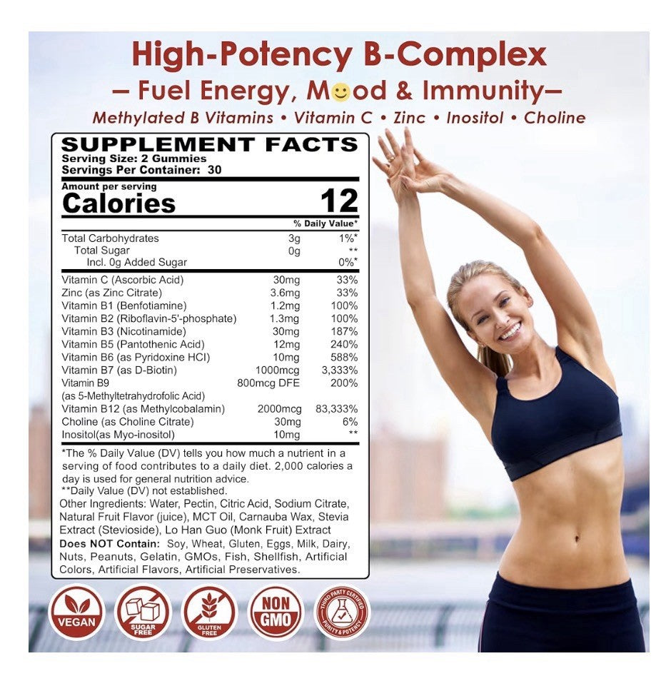 Nextdia B Complex Gummies Vitamin C Choline Inositol For Energy Immune 60gummies