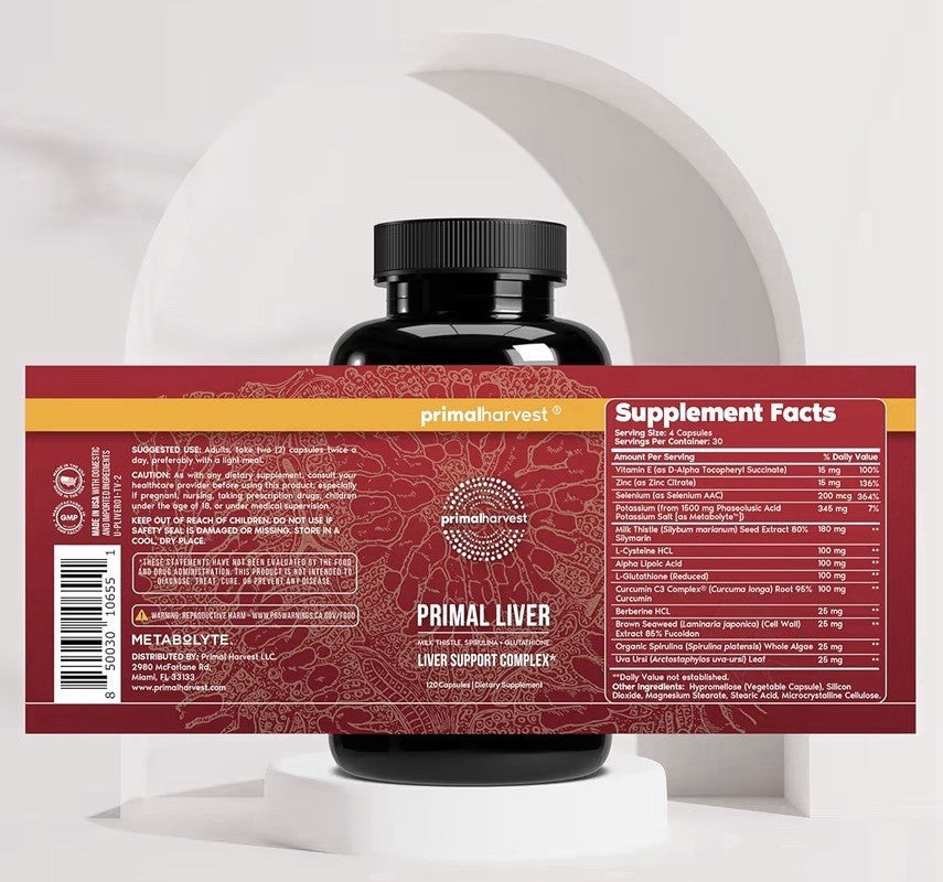 Primal Harvest Primal Liver Supplement Women Men Liver Support Complex 120caps