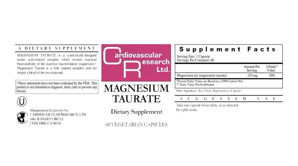 Cardiovascular Research Magnesium Taurate 125 mg Supplement 60 Capsules