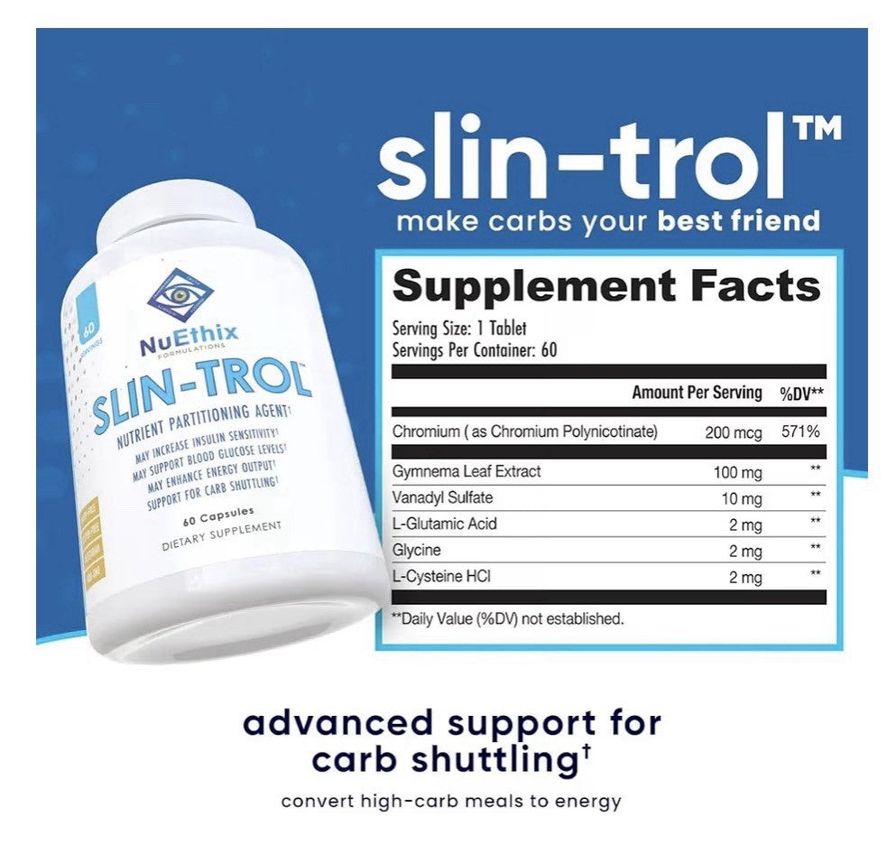 NuEthix SLIN-TROL Glucose Disposal Agent for Women & Mem 60 Tablets
