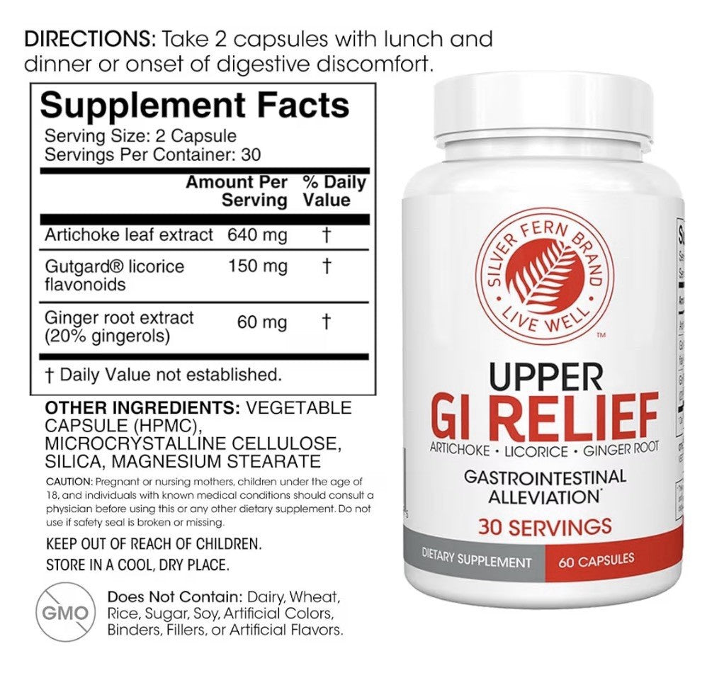 Silver Fern Upper GI Relief Gastrointestinal Alleviation Herbal Supplement 120ca