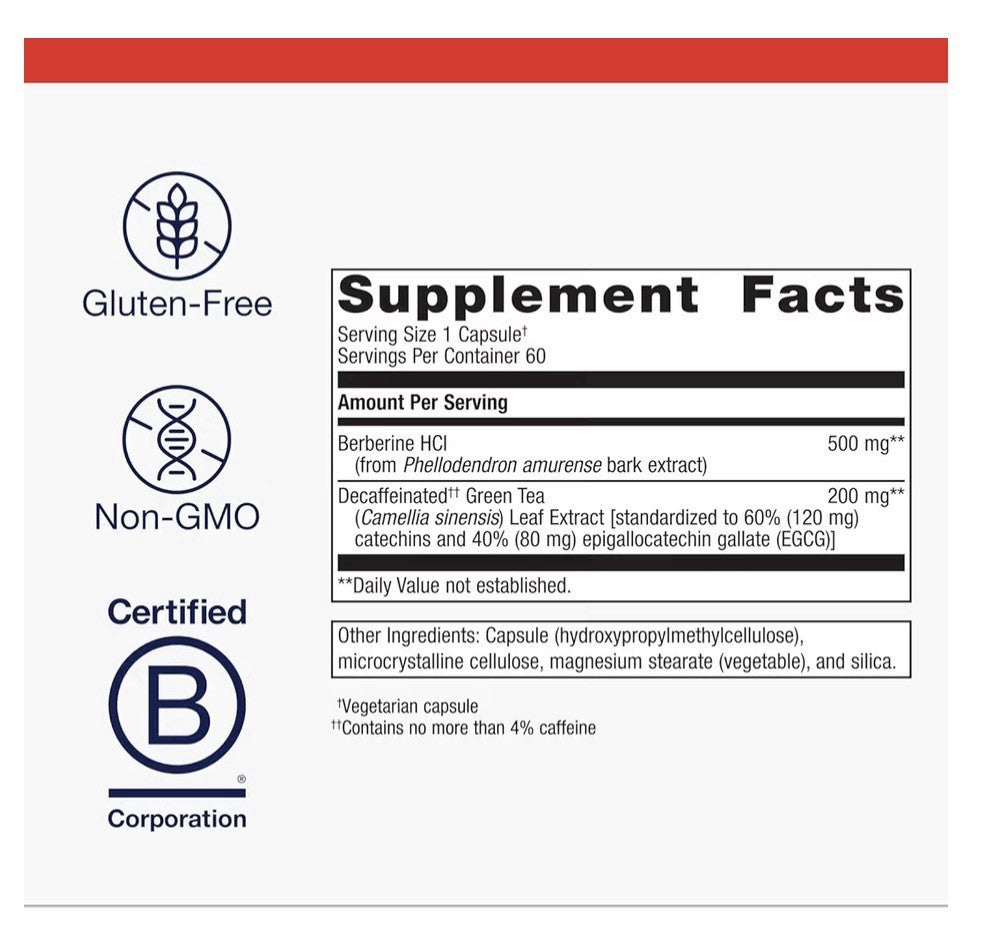 Metagenics Berberine GT Cardiometabolic Supplement Support Heart Health 90 Caps