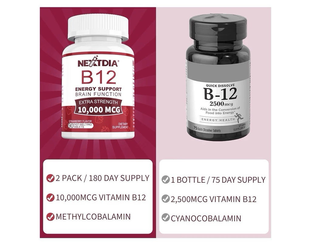 Vitamin B12 Energy Support Brain Function Extra Strength 10000 mcg 90 Tablets