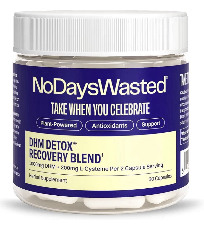 No Days Wasted Take When You Celebrate DHM Detox 30 Capsules (15 Servings) Jar