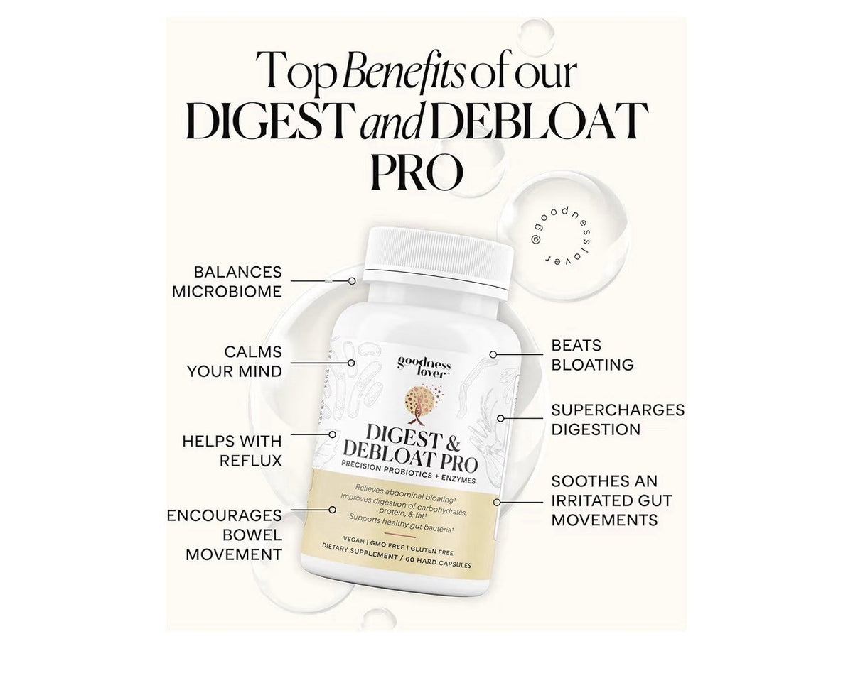 Goodness Lover Digest & Debloat Pro Natural Digestive Enzymes Probiotics 90 Caps
