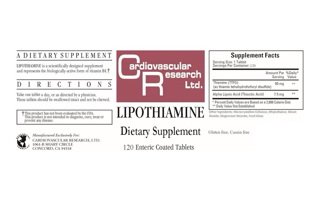 Cardiovascular Research Lipothiamine Vitamin Bl with Alpha-Lipoic Acid 2 Pack
