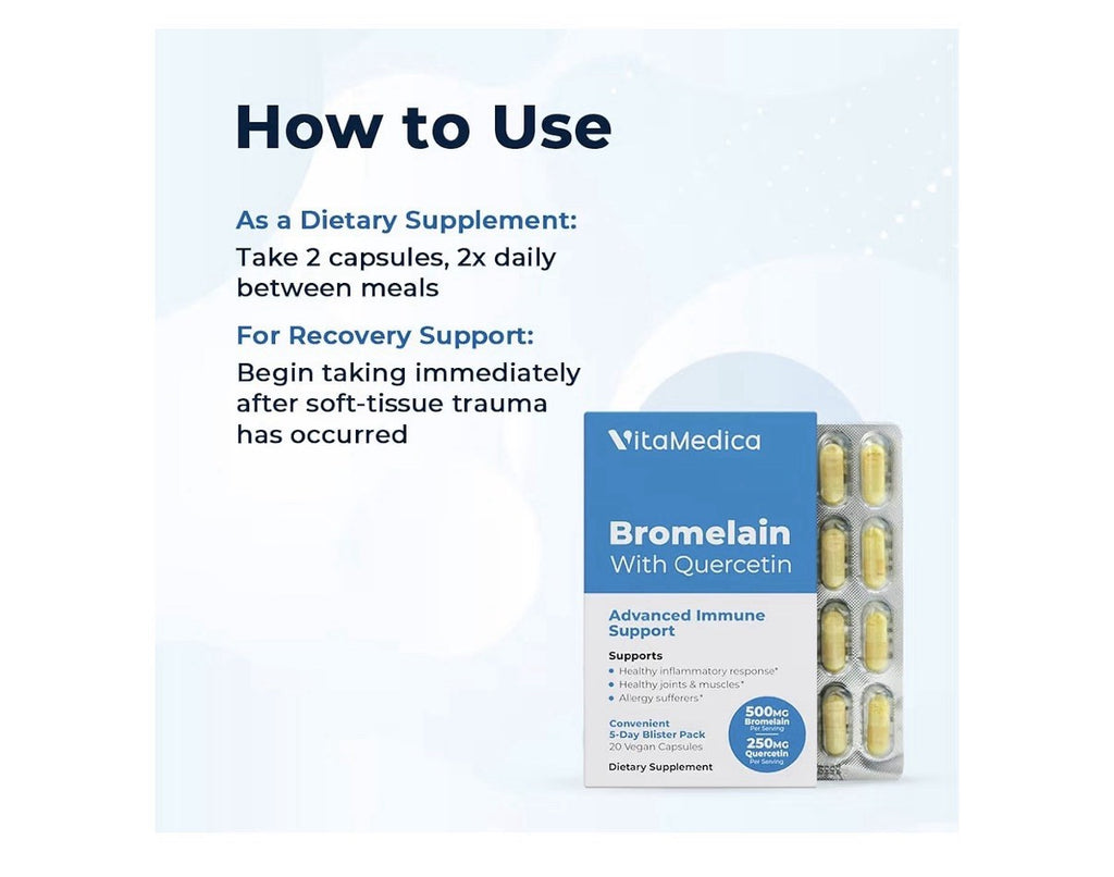 VitaMedica Bromelain & Quercetin Immune Support Joints Allergy Inflammatory 20ca