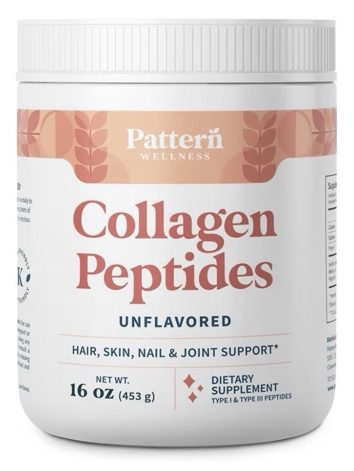 Pattern Wellness Collagen Peptides Powder Hair Nails Skin Joint Support 16oz