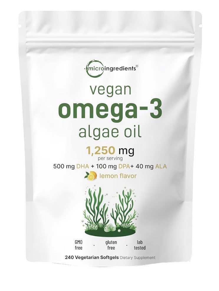Micro Ingredients Vegan Omega 3 Algae Oil 1,250mg Per Serving 240Veggie Softgels