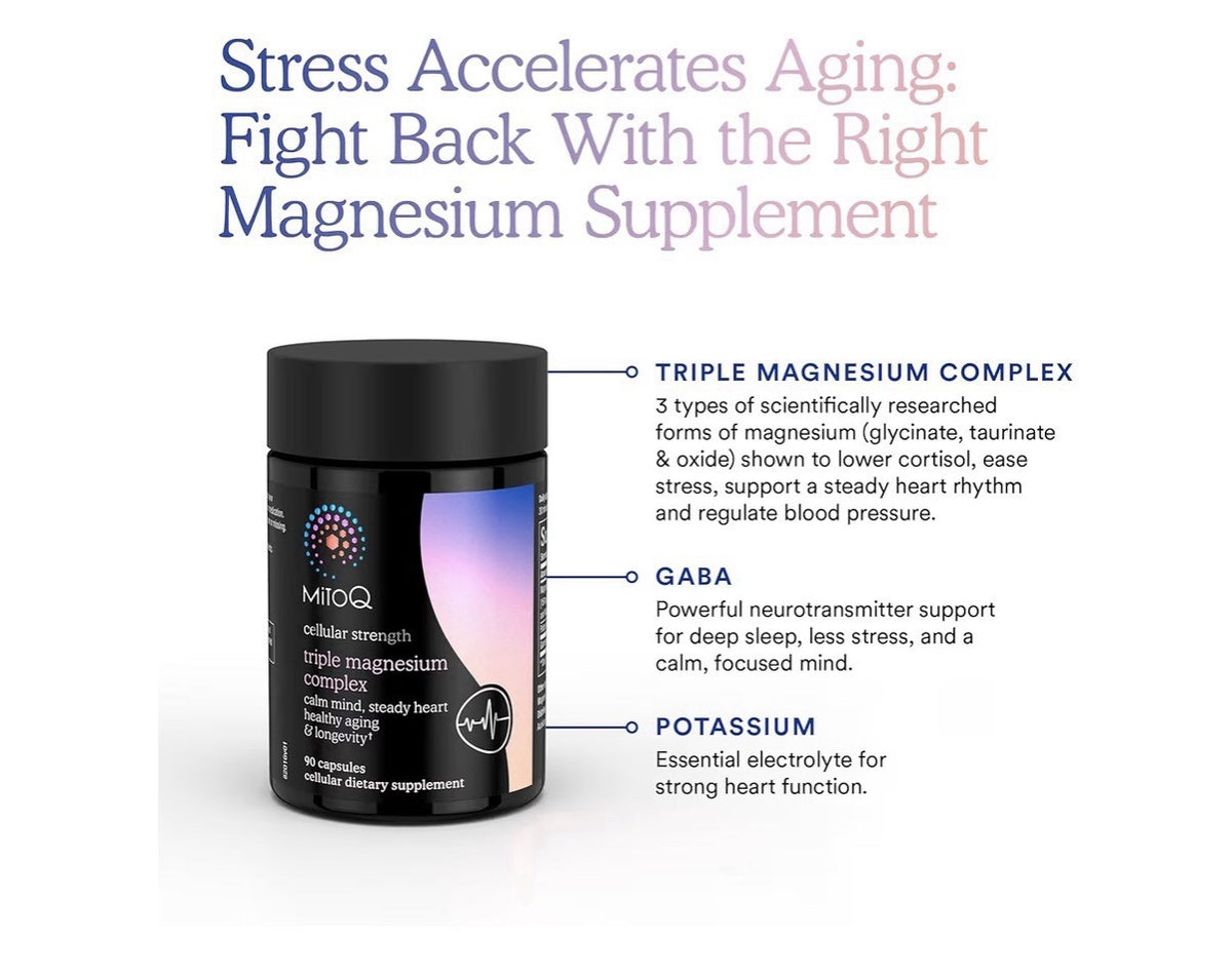 MitoQ Triple Magnesium Complex Cellular Strength Calm Mind Steady Heart 90 Caps