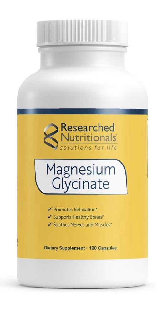 Researched Nutritionals Magnesium Glycinate Relaxation Bone Nerves health 120cap
