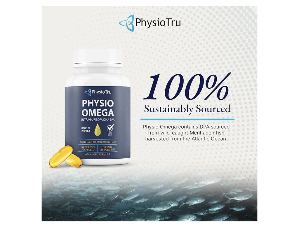 4 Pack PhysioTru Physio Omega 2400mg Fish Oil with Omega 3 Fatty Acid Supplement