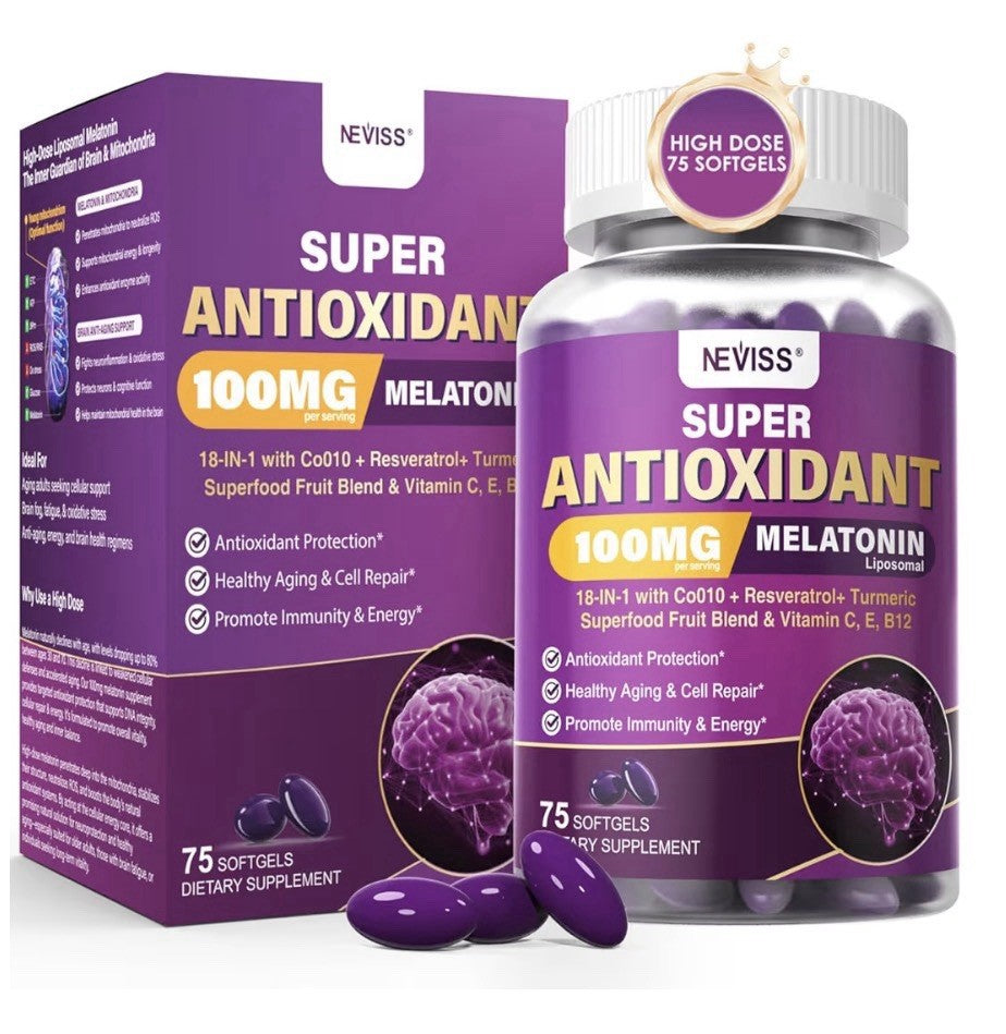 NEVISS Melatonin 100mg Super Antioxidant Cognitive Health Anti-Aging 75 Softgels