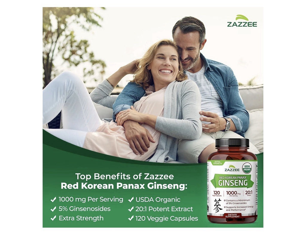 Zazzee Red Korean Panax Ginseng Energy And Performance Support 120 Capsules