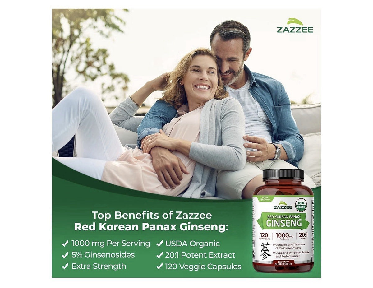 Zazzee Red Korean Panax Ginseng Energy And Performance Support 120 Capsules