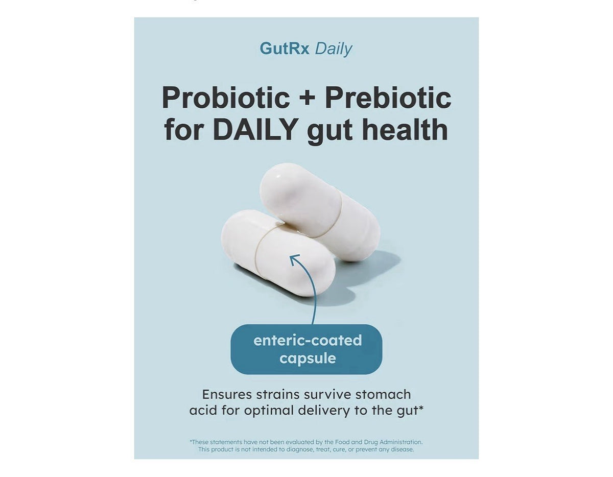 GutRX Daily Probiotics Digestive Gut Health for Women & Men 30 Capsules