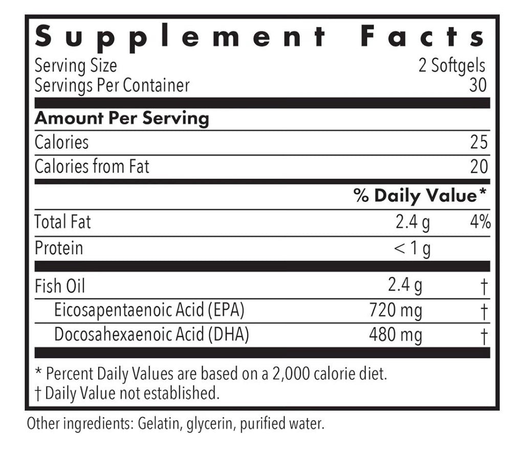 ARG Super EPA Fish Oil Concentrate DHA Cardiovascular Brain Health 60 Softgels