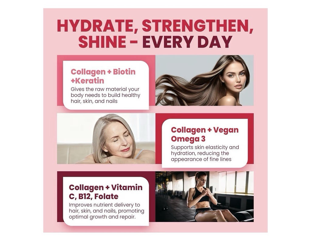 Neviss Collagen Peptides Type I,II,III,V,X Hair Skin Nails Vitamin 2Pack Gummies