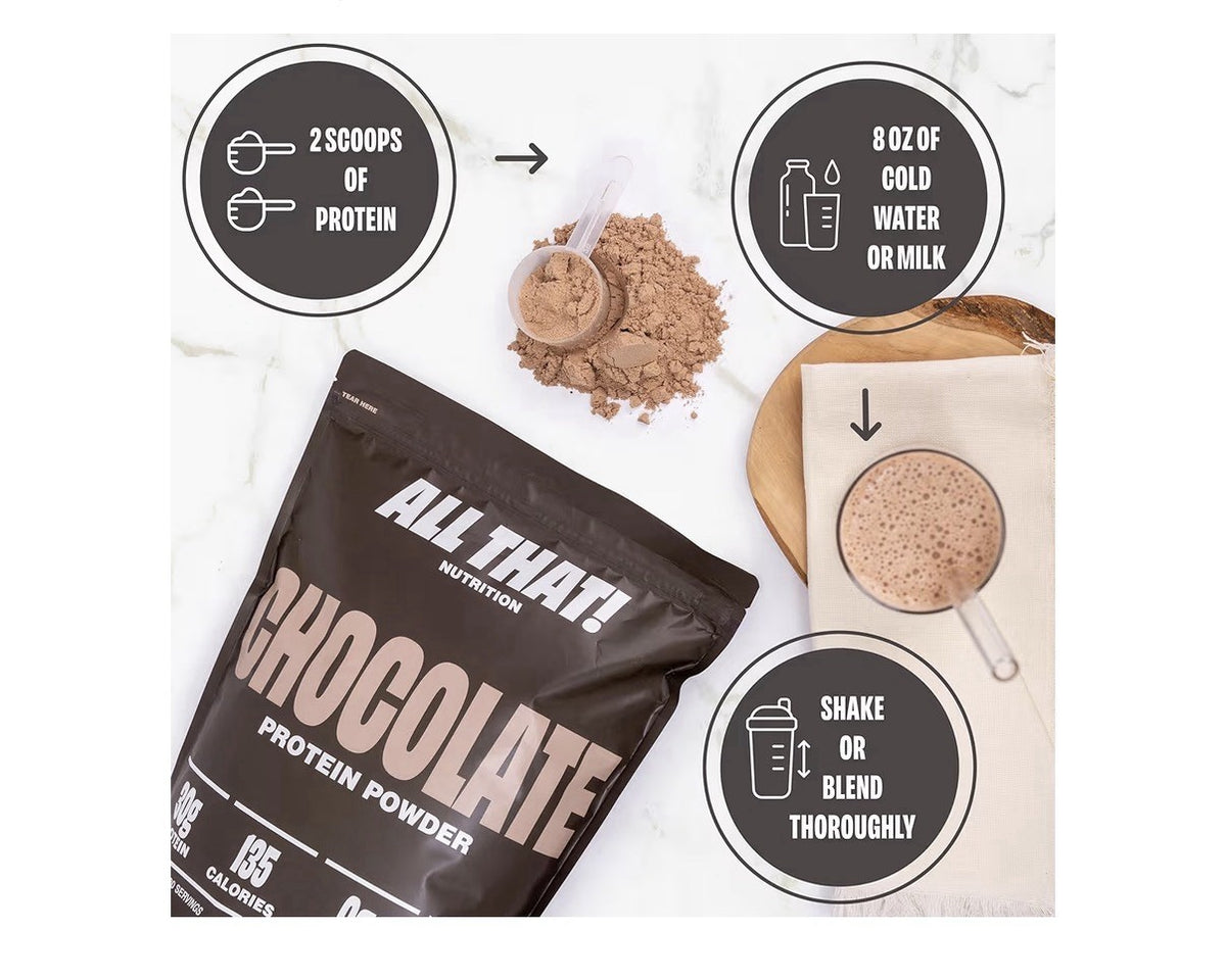 ALL THAT! NUTRITION Chocolate Protein Powder Whey Protein 30 Servings