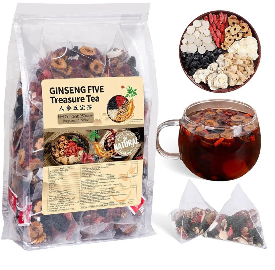 Beleeplanner Ginseng Five Treasures Kidney Detox 25 Teabags Herbal 7 Ingredients