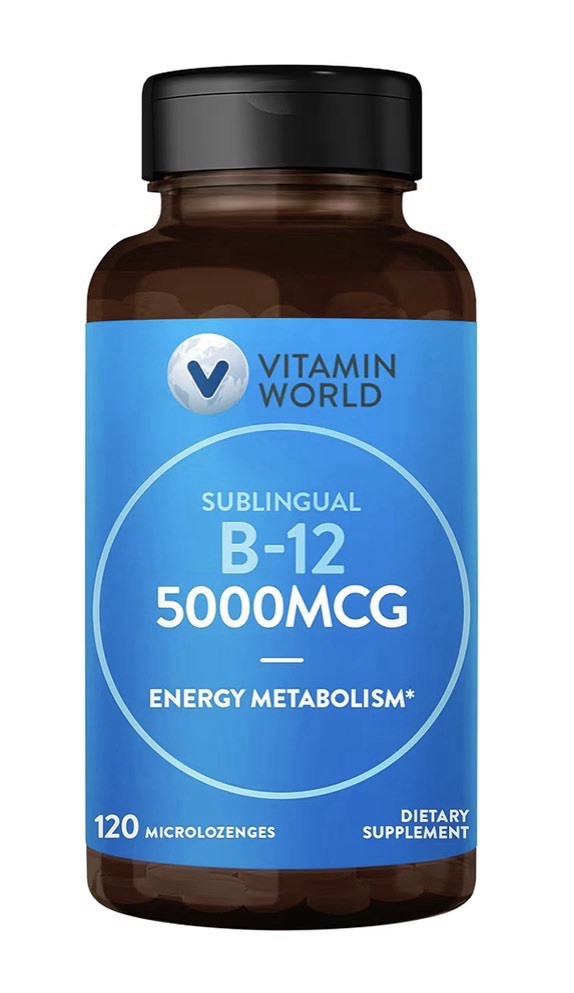 Vitamin World Vitamin B-12 5000 mcg Sublingual Energy Support 120 Microlozenges