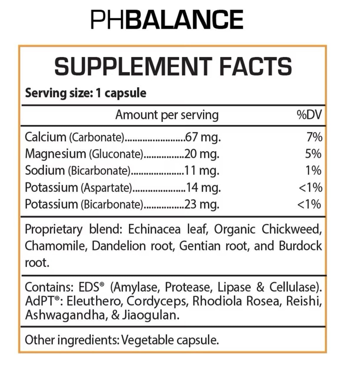 Professional Botanicals pH Balance Dietary Supplement 90 capsules