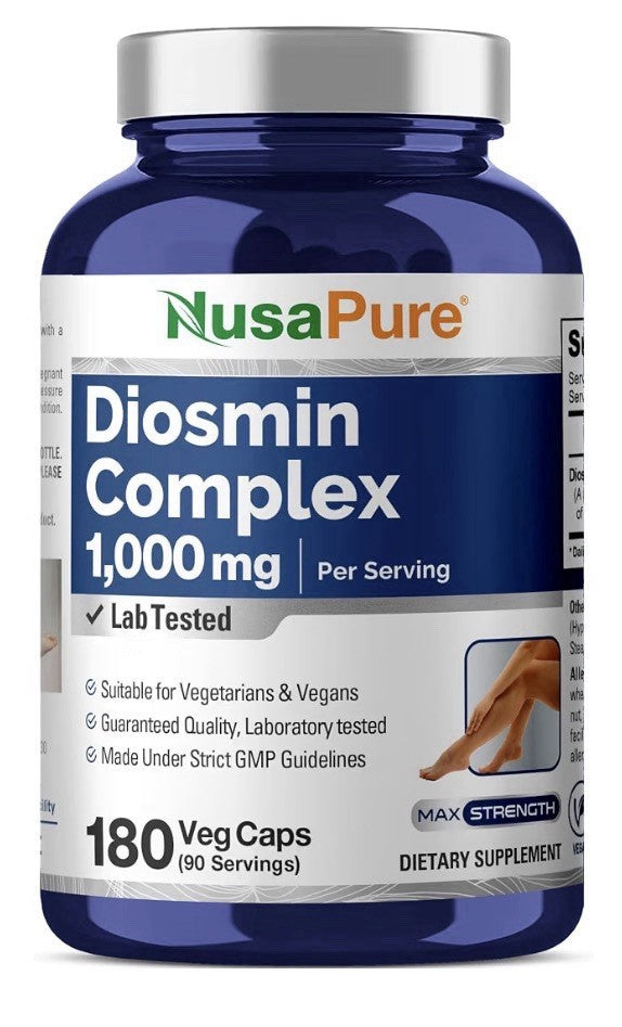 NusaPure Diosmin Complex 1000mg Per Serving 2 Pack 180 Veg Capsules Each Pack