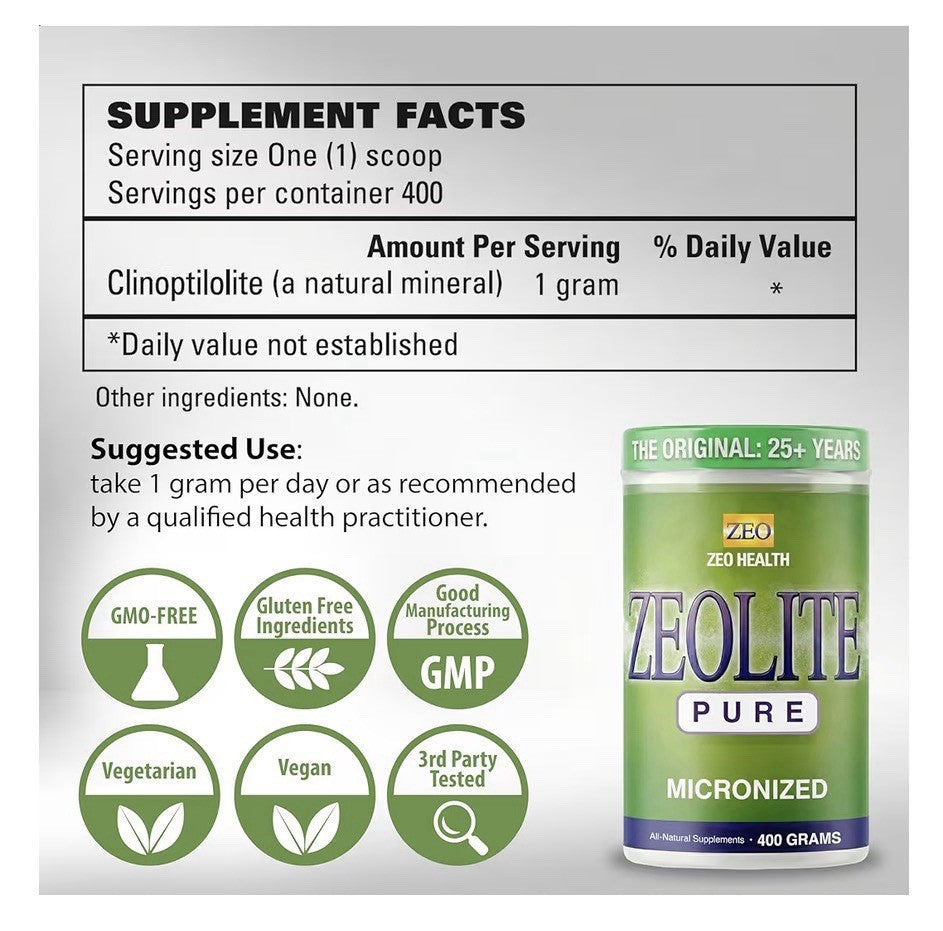 Zeo Health Zeolite Pure Full Body Detox Cleanse for Women, Men, Adults 400 Grams