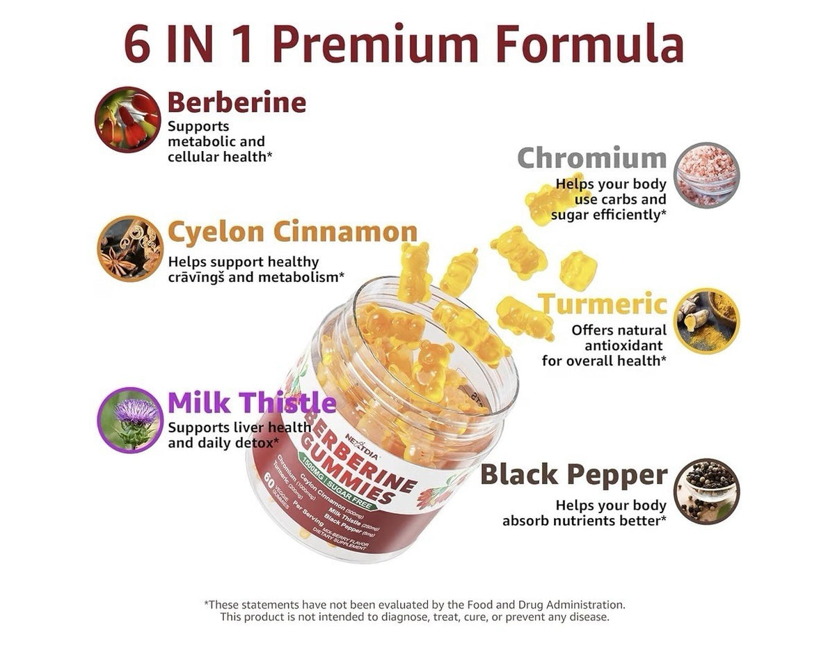 Nextdia Berberine Gummies 1500mg Ceylon Cinnamon AMPL Activator 2 Pack