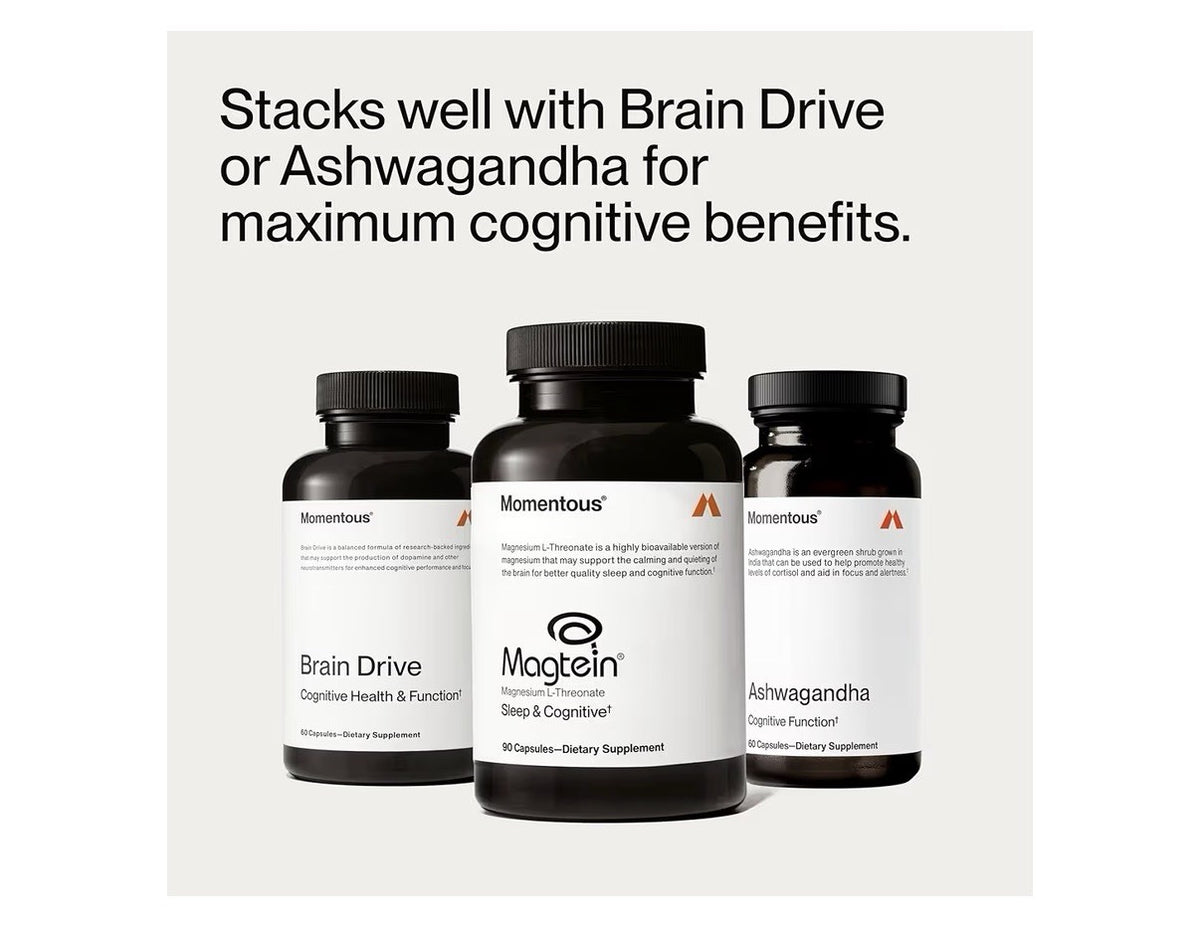 Momentous Magtein Magnesium L-Threonate Brain & Rest Support Supplement 90 Caps