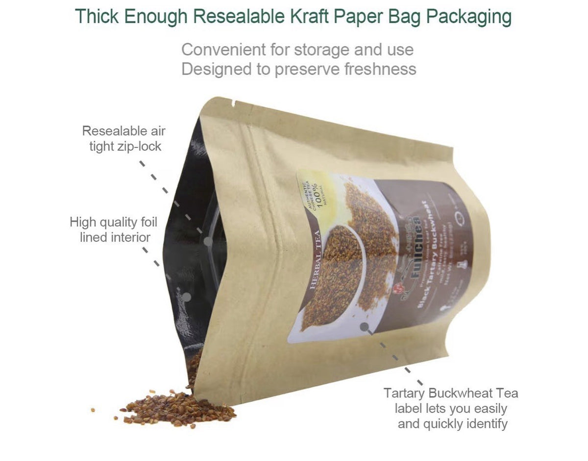 2 Pack FullChea Black Tartary Buckwheat Tea Loose Leaf Herbal Roasted Himalayan