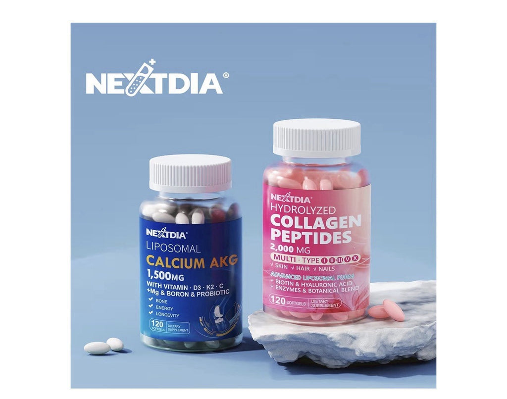 2 Packs Nextdia Liposomal Calcium AKG Supplement 1500mg with Vitamin D3 & K2