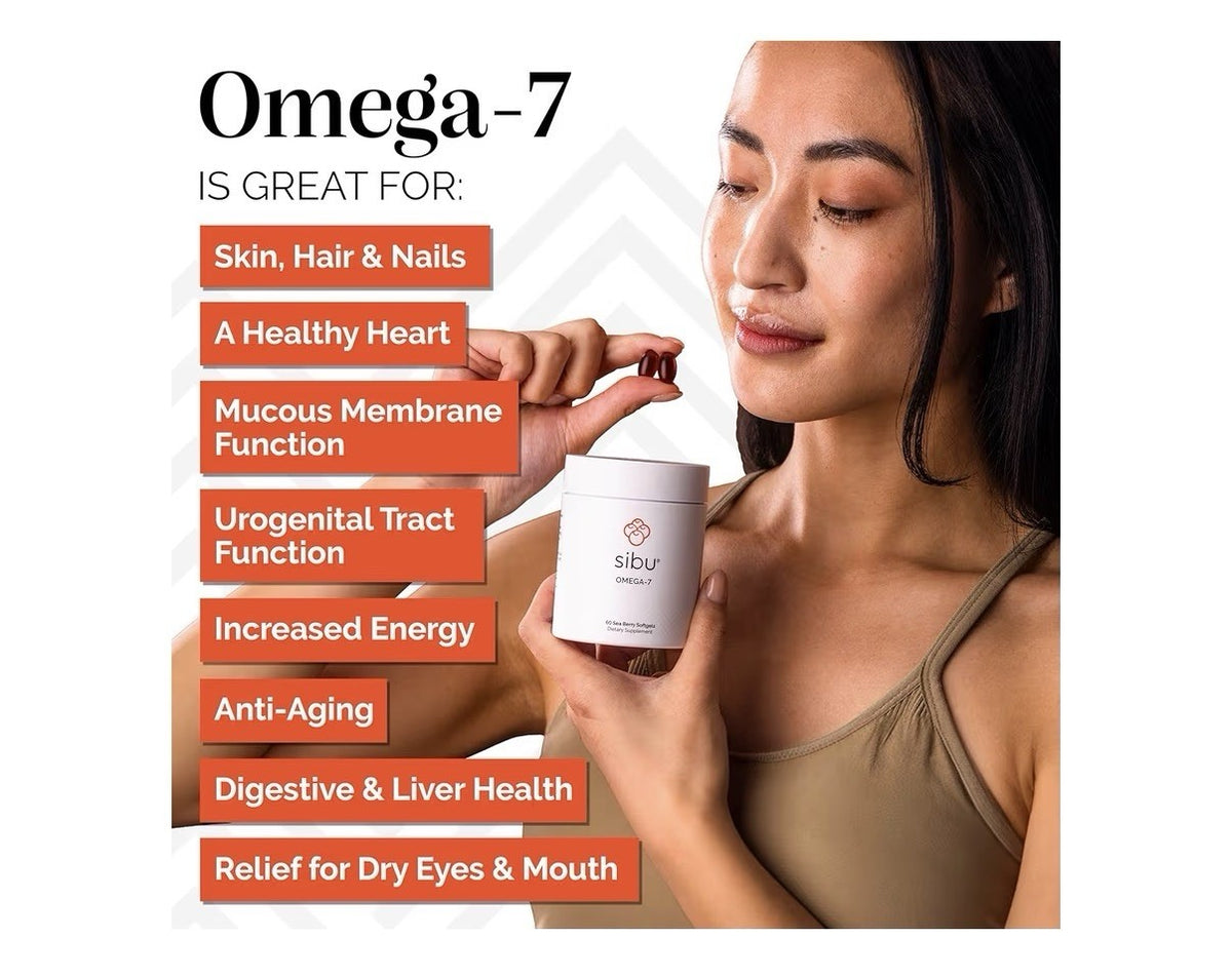sibu Omega-7 Sea Buckthorn For Healthy Skin Hair Nails Dryness 60 Softgels