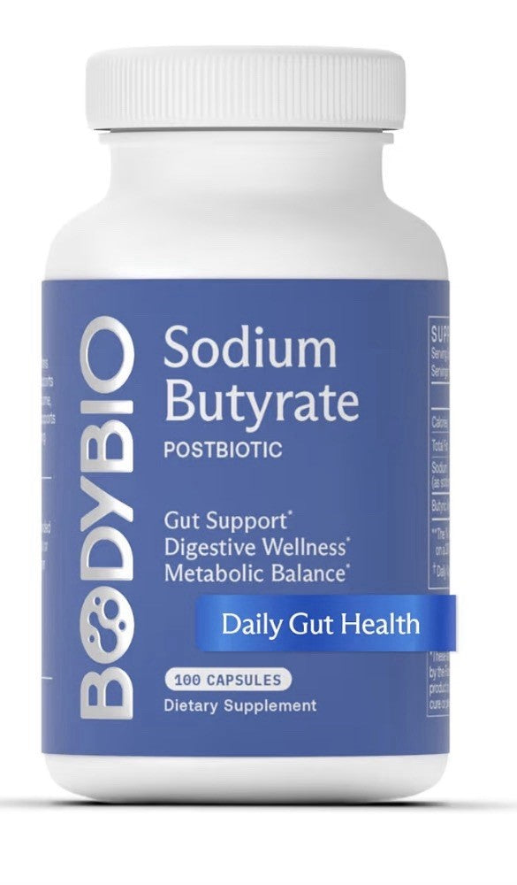 BodyBio Sodium Butyrate Postbiotic Gut Health Digestive Metabolic Balance 100cap