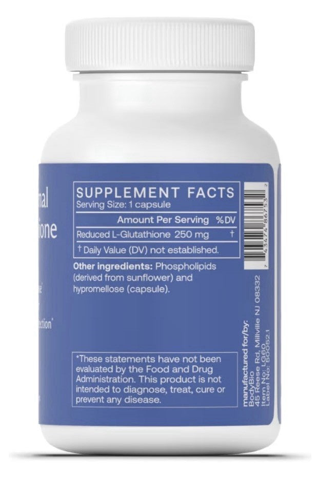 Bodybio Liposomal Glutathione Cellular Defense Detox Support Antioxidant 60 Caps