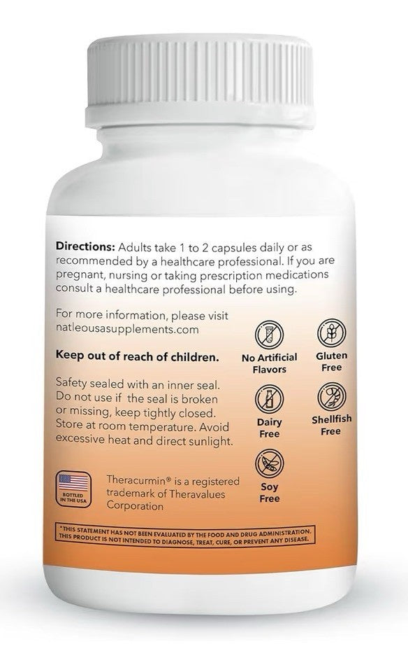 Natleo USA Supplements Theracurmin Turmeric Curcumin High Absorption 60capsules
